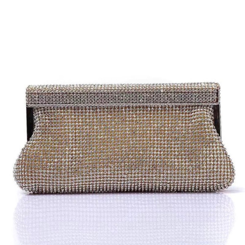 Gold Rhinestone Clutch and Evening Bag
